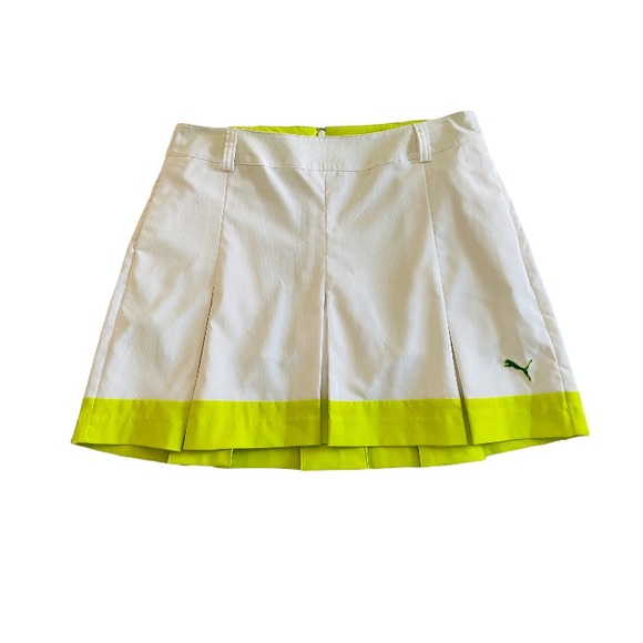 Puma golf skort size 8 white and neon yellow - Picture 3 of 12